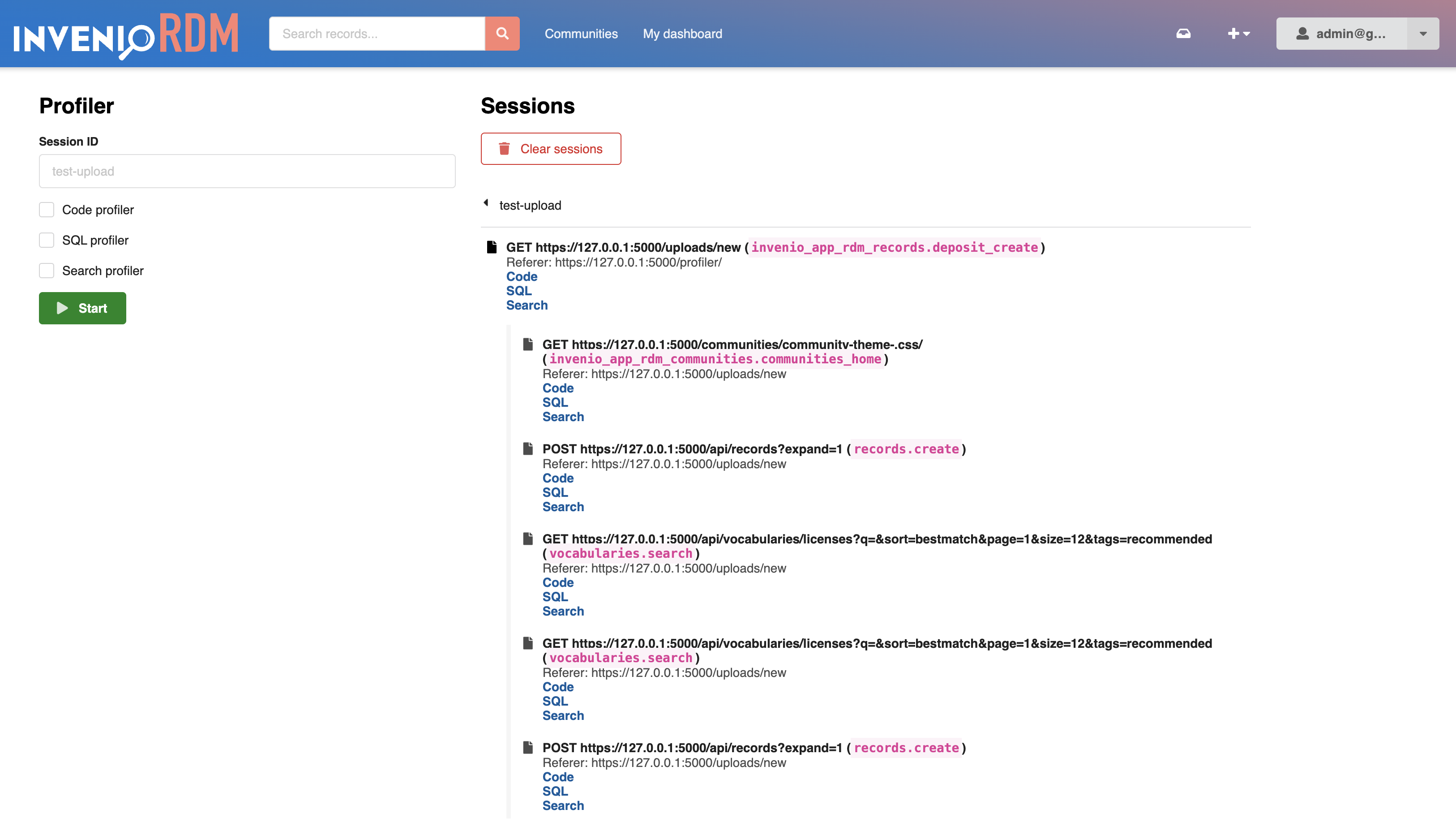 Profiler UI screenshot