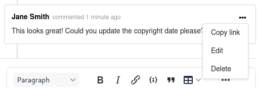 Comment with the "copy link" button