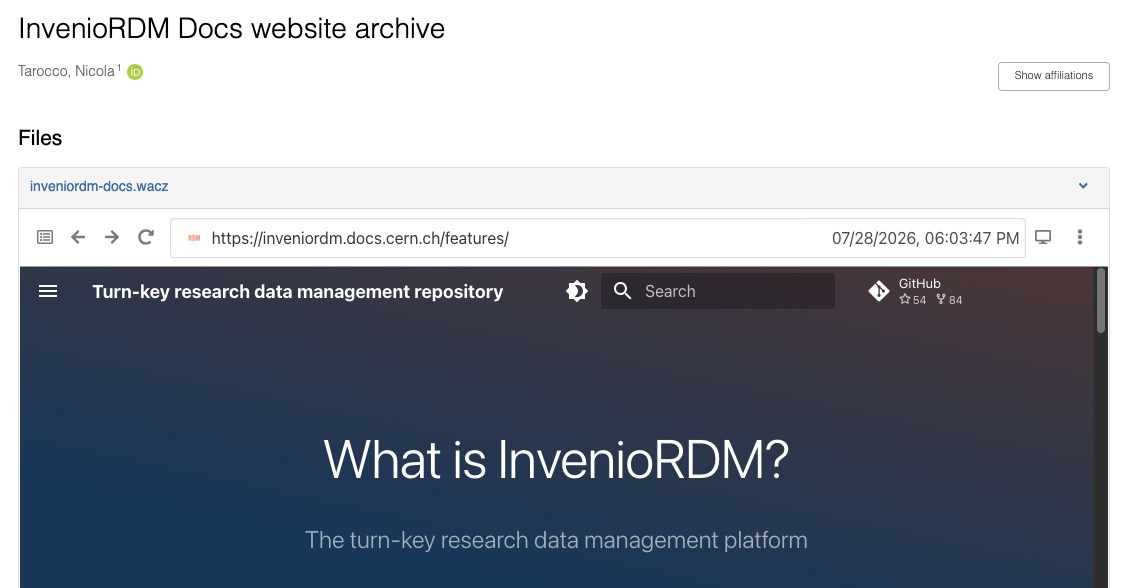 Web Archive previewer