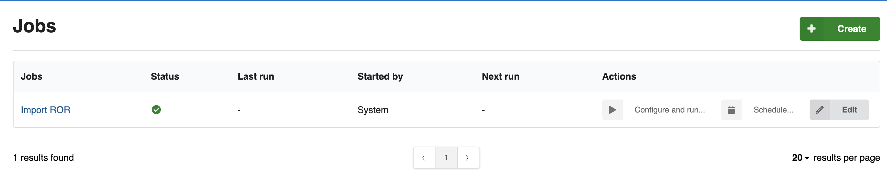 Created job on job list page